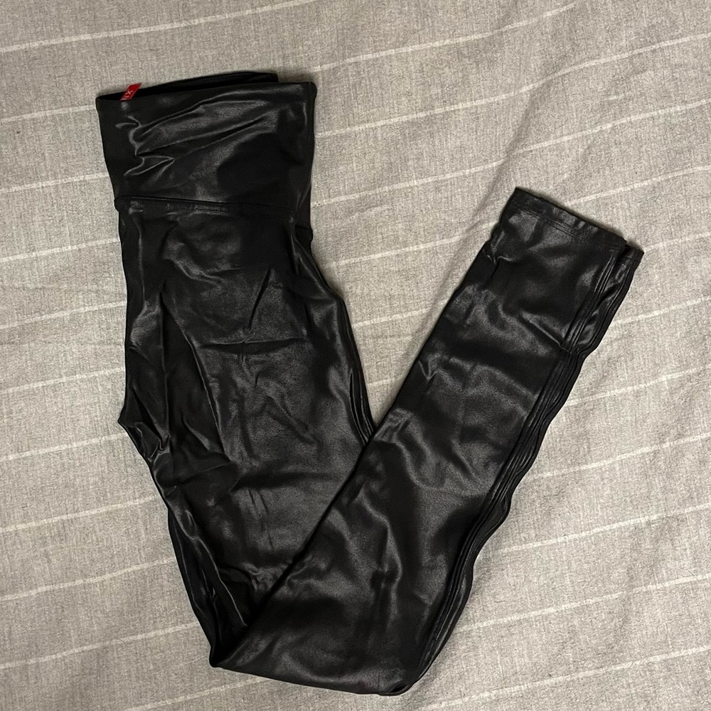 Spank Faux Leather Leggings - Black - Medium